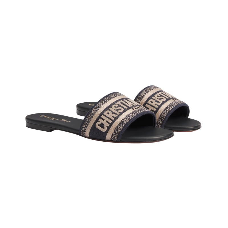 Dior Dway Slide 'Deep Blue Embroidered Cotton' (Women)
