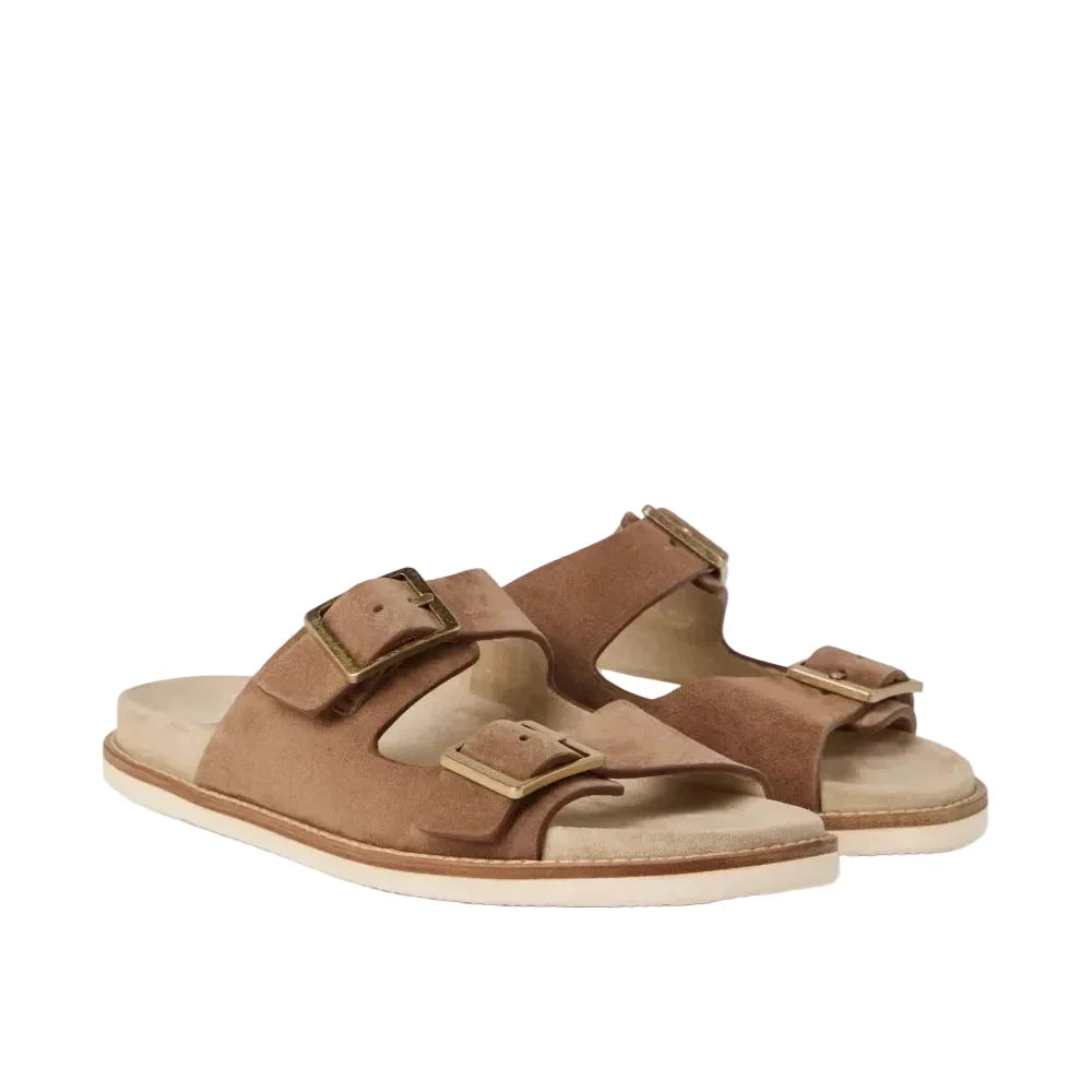 Brunello Cucinelli suede double-strap sandals Light Brown