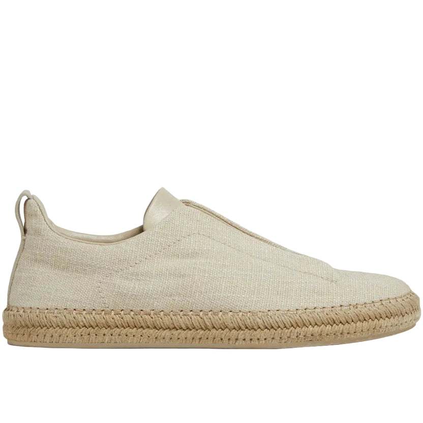 ZEGNA Beige Suede Triple Stitch Espadrilles Beige