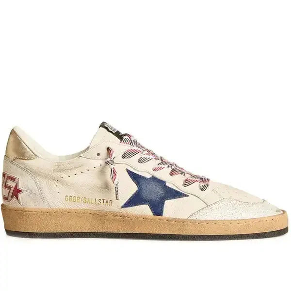 Ball Star trainers in nappa leather with blue suede star and platinum leather heels tab