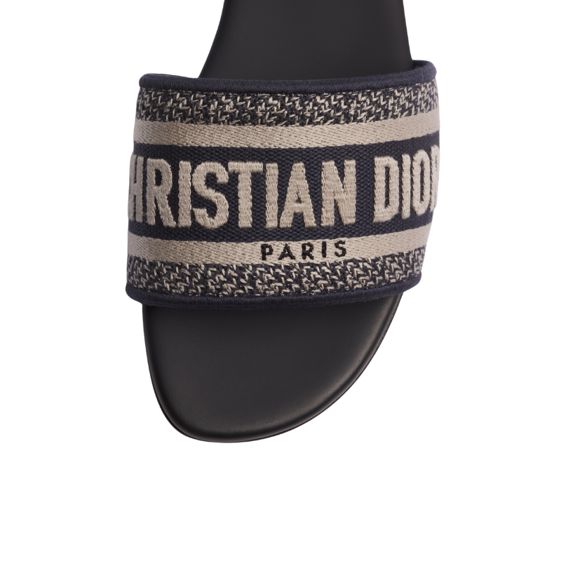 Dior Dway Slide 'Deep Blue Embroidered Cotton' (Women)