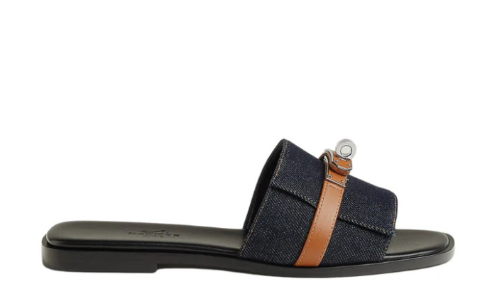 Hermès Giulia sandal 'Bleu Brut / Naturel'