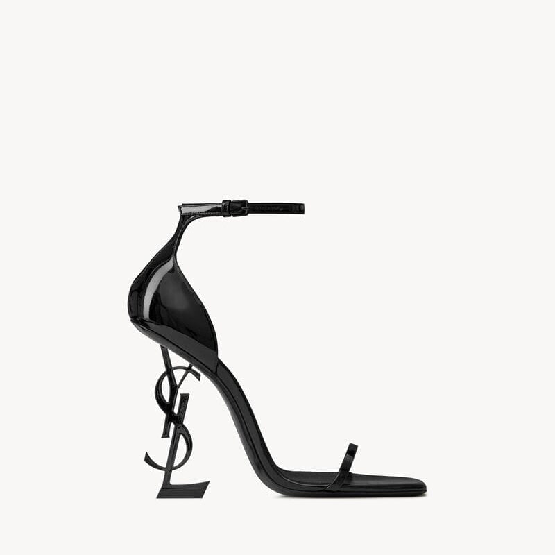 saint laurent opyum sandals in patent leather BLACK