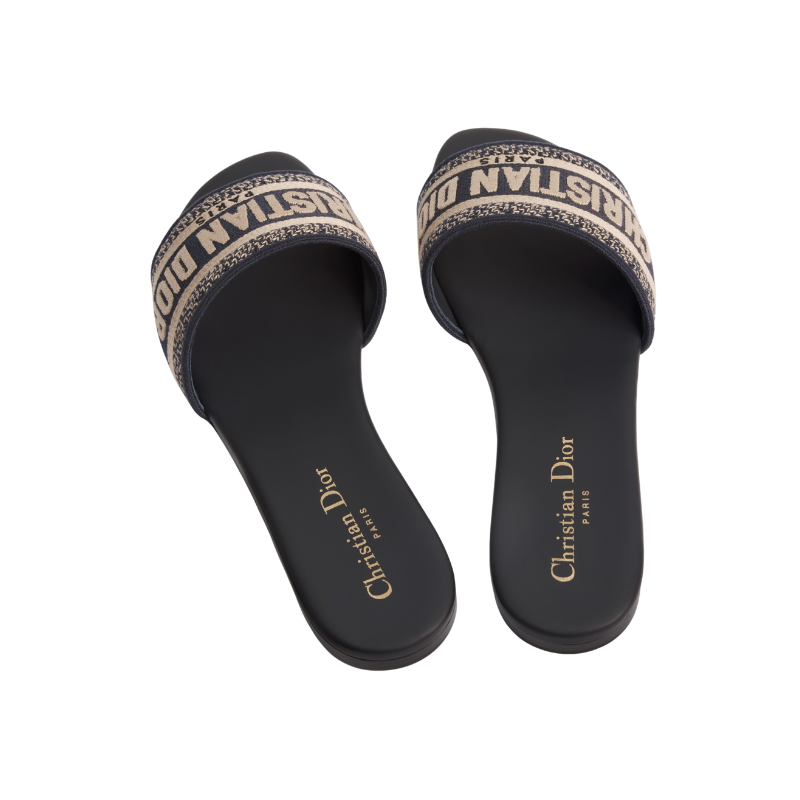 Dior Dway Slide 'Deep Blue Embroidered Cotton' (Women)