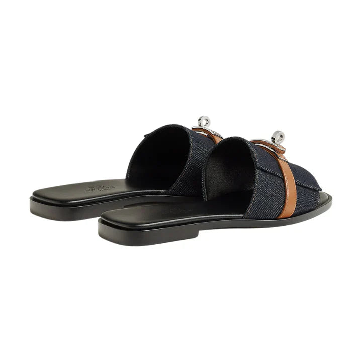 Hermès Giulia sandal 'Bleu Brut / Naturel'