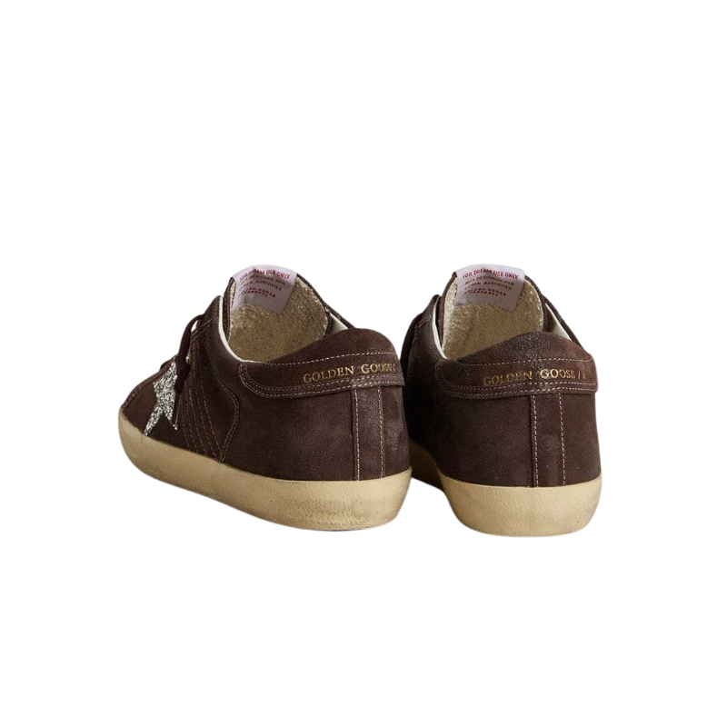 Golden Goose Super-Star 'Brown Suede Silver Glitter Star' (Women)