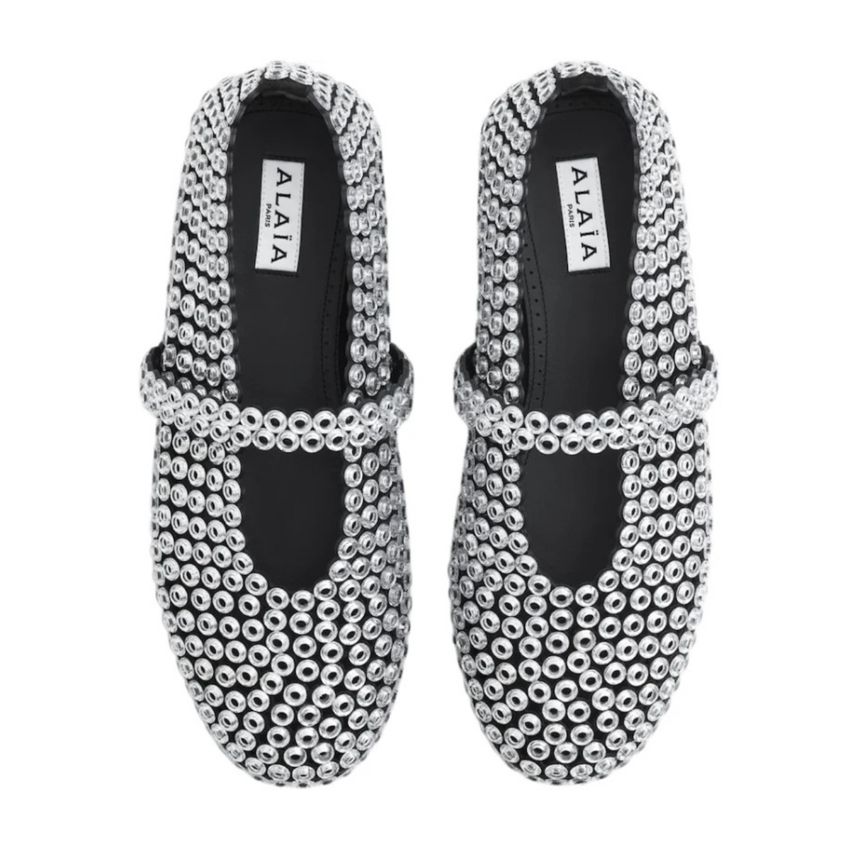 Alaïa Suede Glass-Embellished Ballet Flats