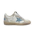Golden Goose Ball Star crafted from white leather and featuring the signature star detail embellished with sparkling crystals on the side.