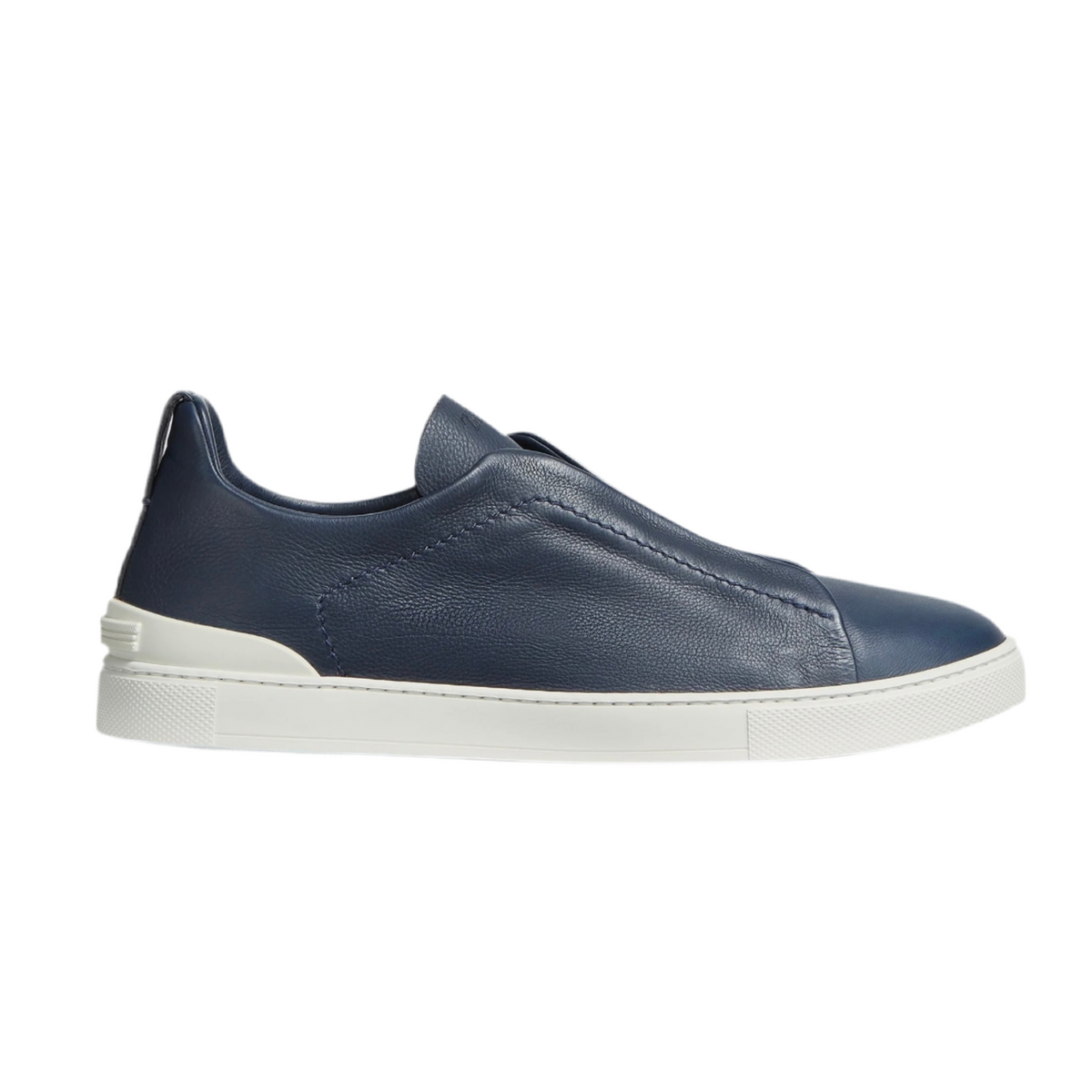 ZEGNA NAVY BLUE DEERSKIN TRIPLE STITCH™ SNEAKERS