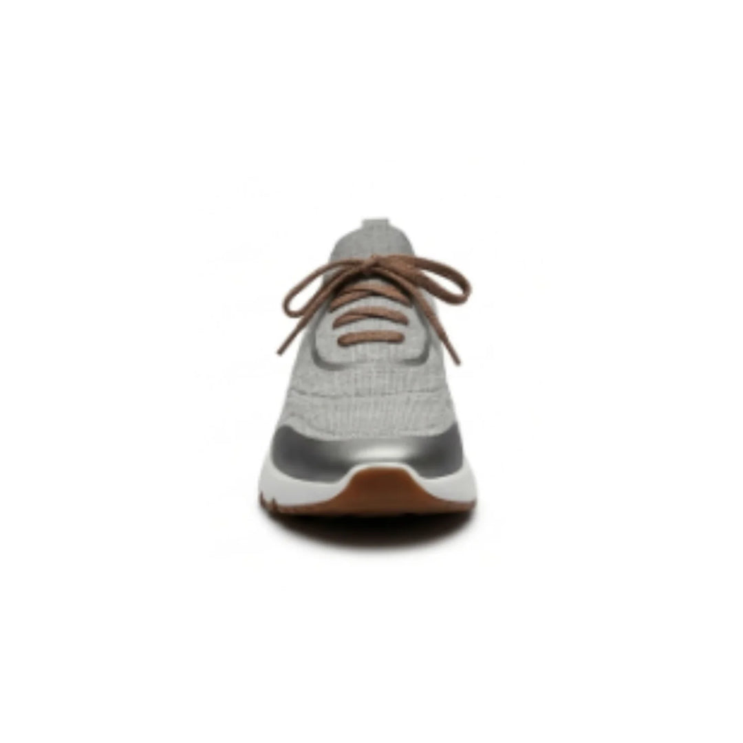 Brunello Cucinelli Techno Cotton Knit Runners With Heat-Bonded Details Silver