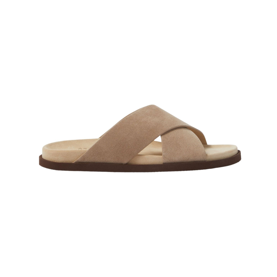 Brunello Cucinelli Biege Suede Crossover Sandals