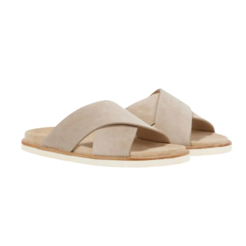 Brunello Cucinelli suede crossover Baige sandals