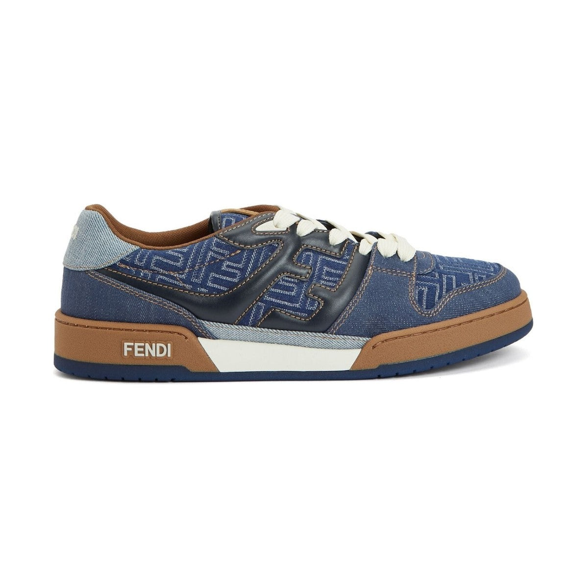 Fendi Match Sneaker 'Navy FF Jacquard White Suede' (Men)