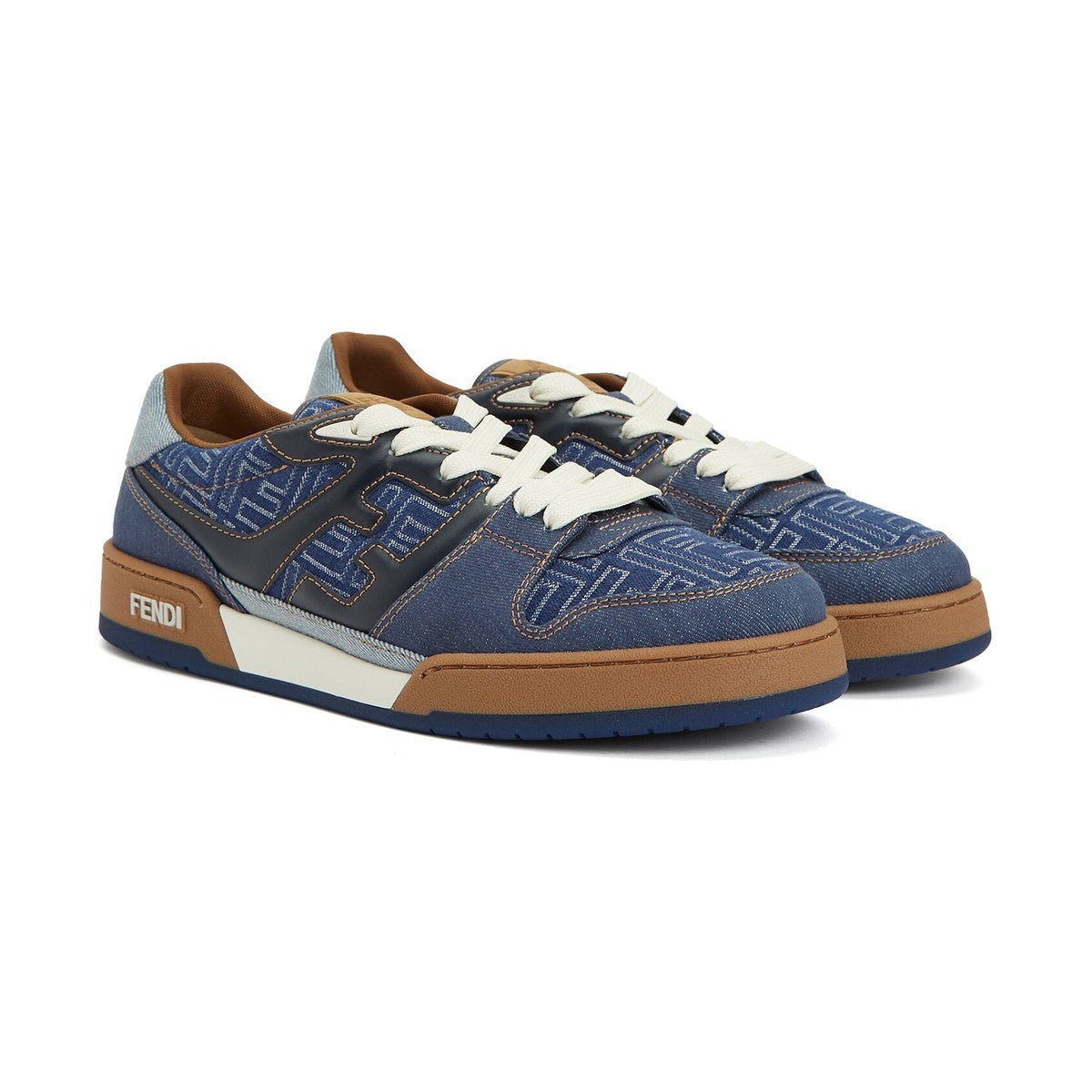 Fendi Match Sneaker 'Navy FF Jacquard White Suede' (Men)