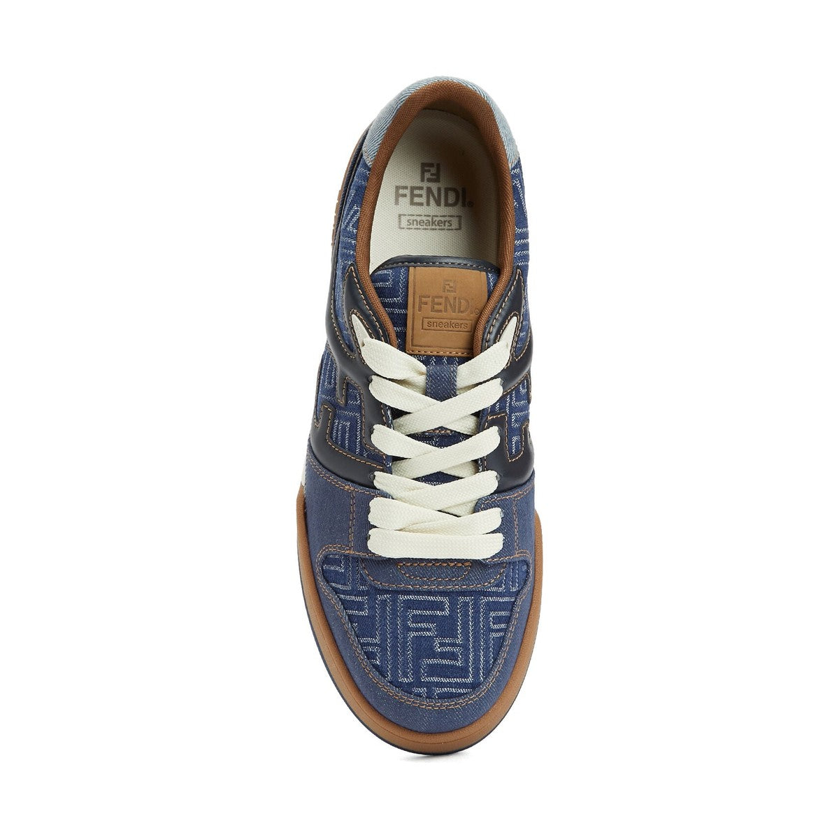 Fendi Match Sneaker 'Navy FF Jacquard White Suede' (Men)