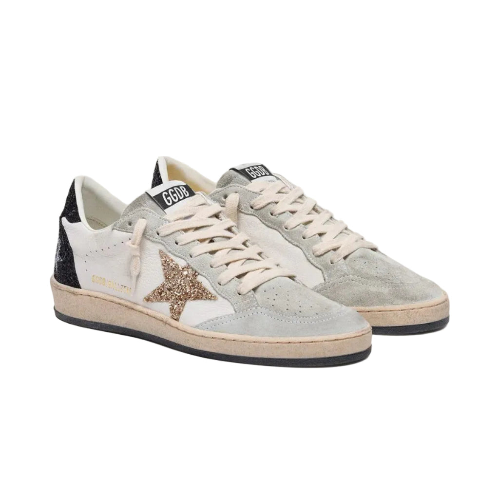Golden Goose Ball Star White With Gold Glitter Star