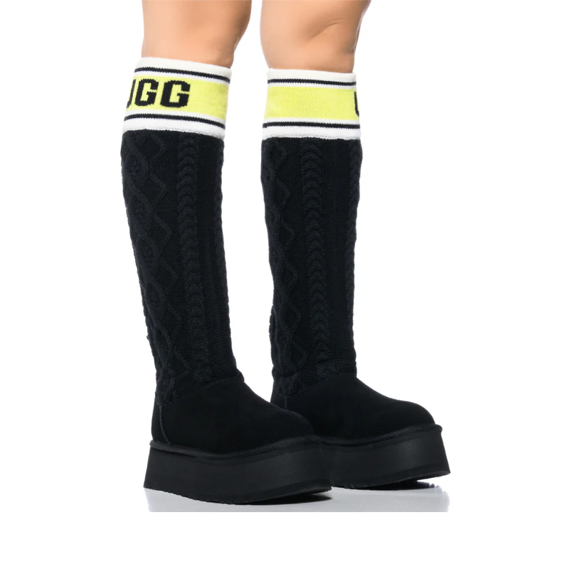 UGG Classic Sweater Letter Boot 'Black' (Women)