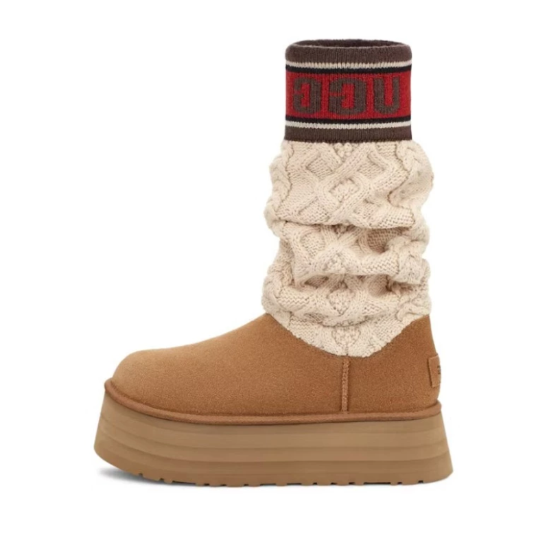 UGG Classic Sweater Letter Boot 'Chestnut' (Women)