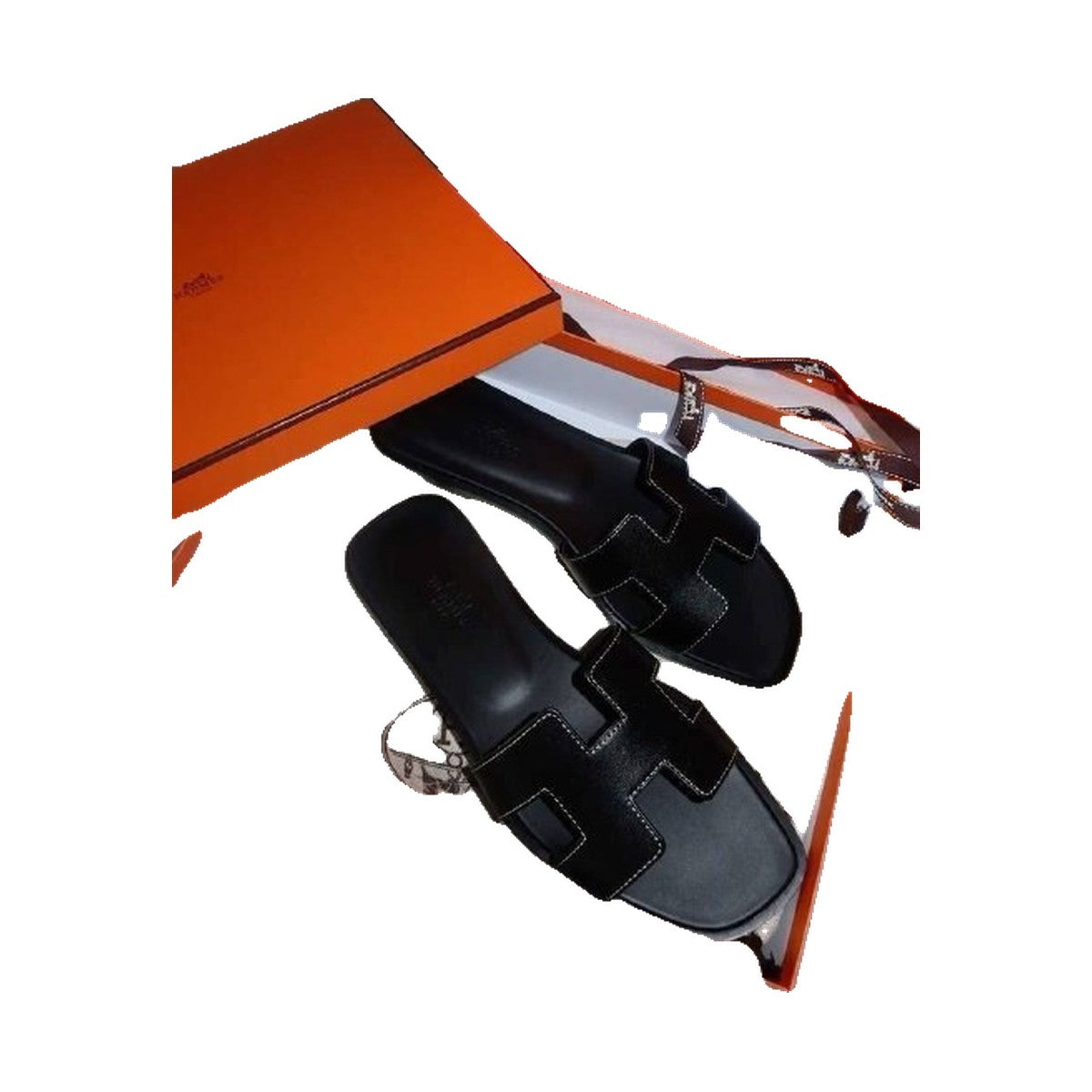 Hermès Oran Sandal 'Noir Box Calfskin' (Women)